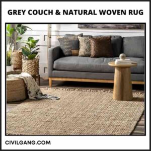 Grey Couch & Natural Woven Rug