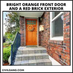 Bright Orange Front Door and a Red Brick Exterior