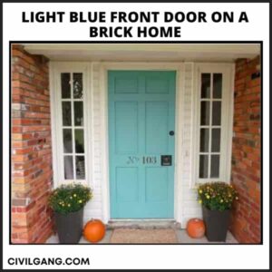 Light Blue Front Door on a Brick Home