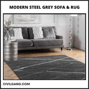 Modern Steel Grey Sofa & Rug
