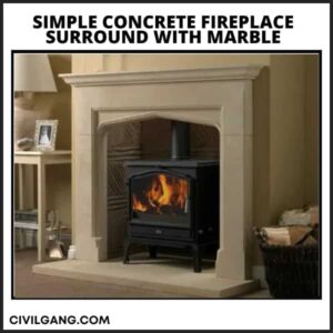 Simple Concrete Fireplace Surround With Marble