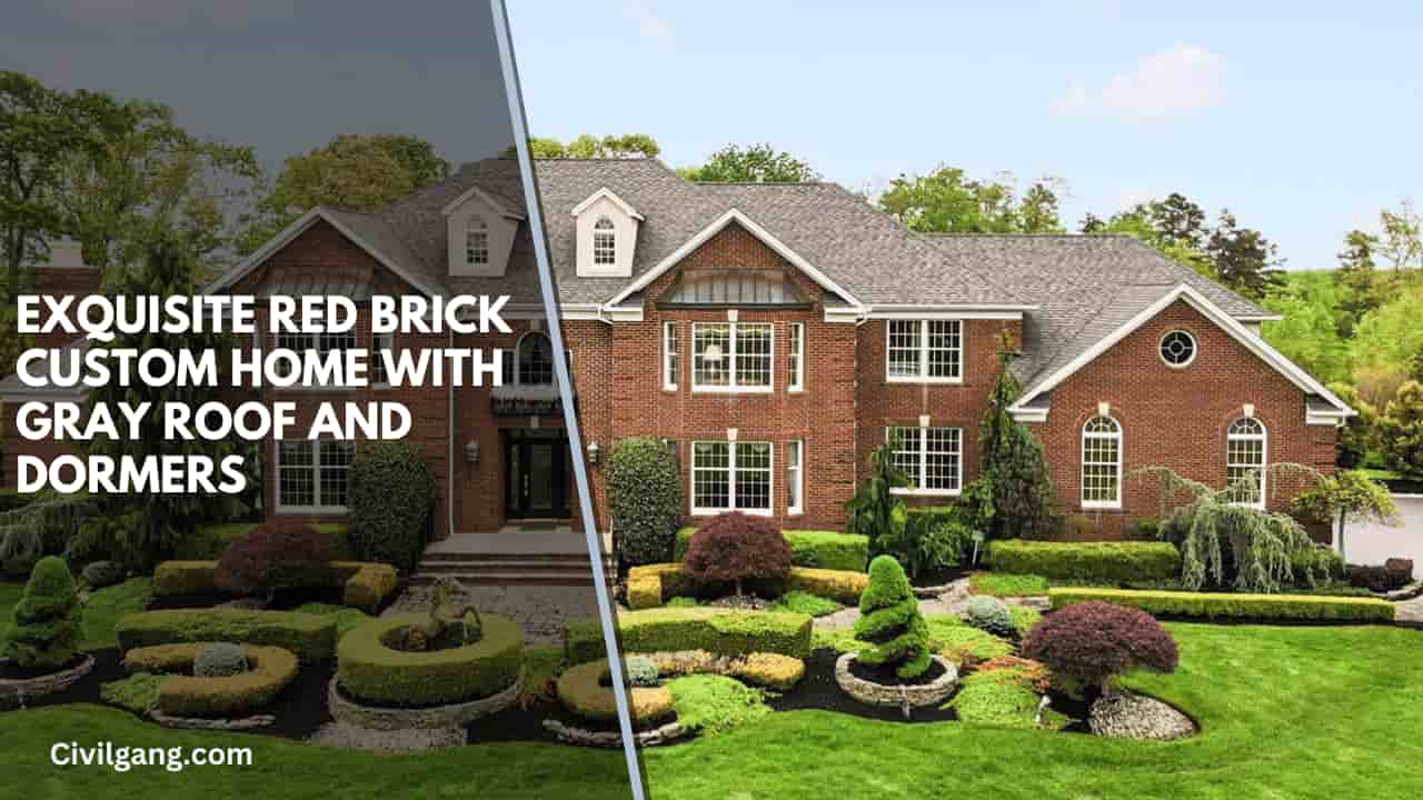Exquisite Red Brick Custom Home with Gray Roof and Dormers