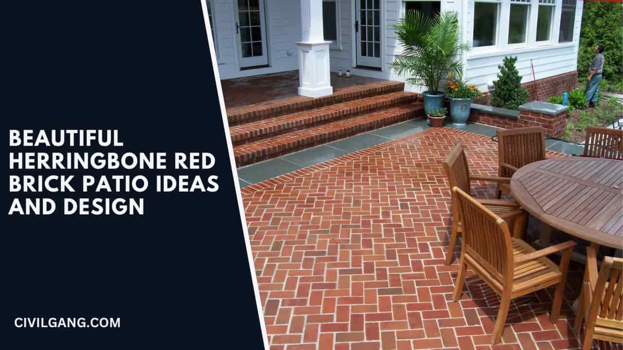Beautiful Herringbone Red Brick Patio Ideas and Design