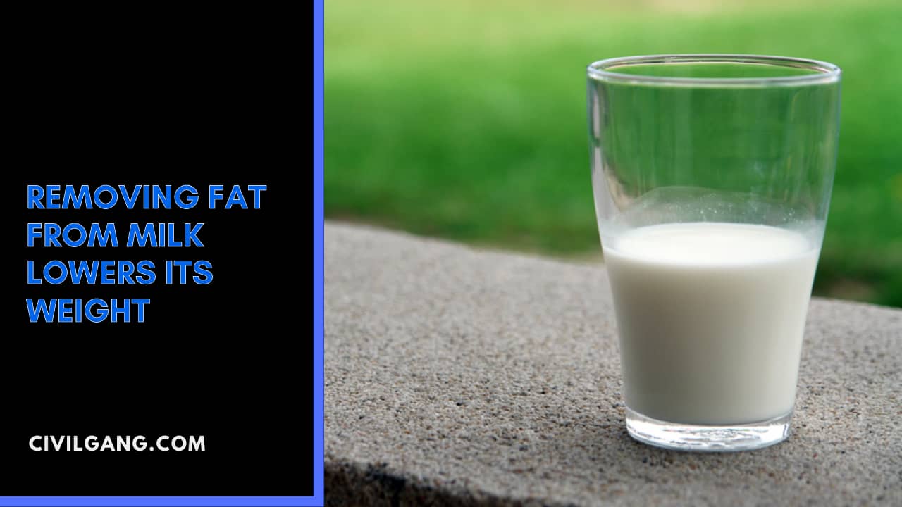 Removing Fat From Milk Lowers Its Weight