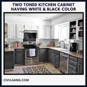 Two Toned Kitchen Cabinet Having White & Black Color