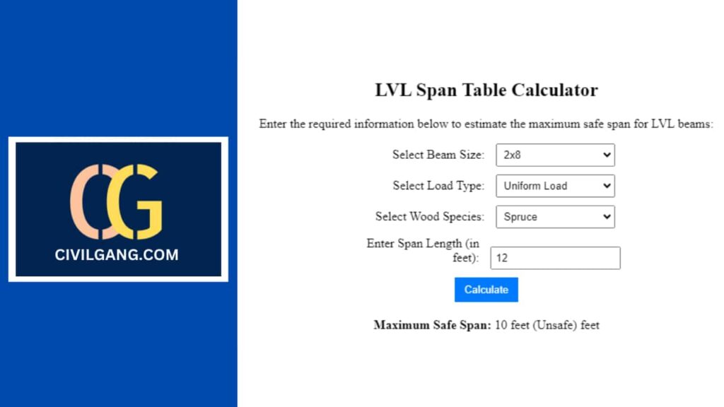 Lvl Span Table Calculator Civilgang