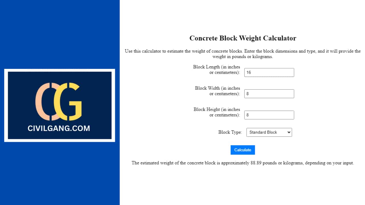 concrete block weight chart